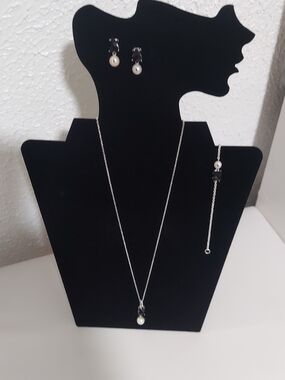 Tous Silver-Tone Necklace and Pearl Drop Earrings Set - White and Silver